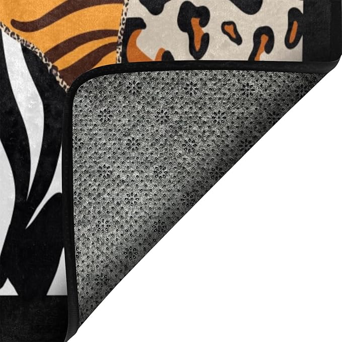 9CH Abstract Leopard Area Rug 7' X 5' Black Brown Animal Skin Print Floor Carpet Non-Slip Soft Modern Rugs for Girls Bedroom Office Dining Room Living Room