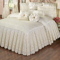 Cameo Lace Luxury Washable Polyester Bedding Set | Vintage Elegant | Pearl | Scroll Leaf Floral Cameo Quilting Embroidered | Set of Three: King Bedspread and Two King Shams