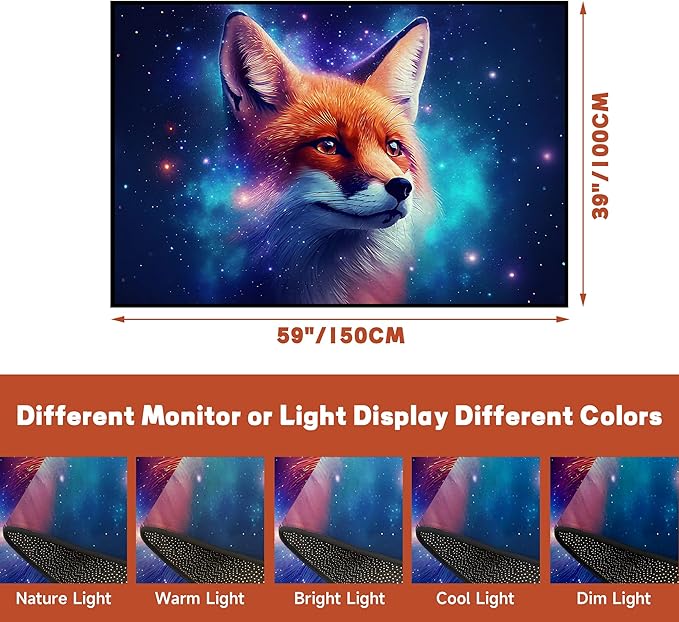 Galaxy Fox Rug 3D Cute Foxes Area Rugs for Bedroom Living Room Playroom Boys Kids Cartoon Colorful Carpet Glitter Stars Throw Rugs Floor Mat 59 in x 39 in