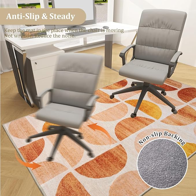 Office Chair Mat for Hardwood Floor, 60"x45" Easy Glide Computer Desk Mat Protector for Rolling Chair Under Desk Rug Nonslip Backing, Machine Wash, (Modern)