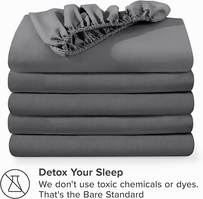Bare Home 5-Pack Fitted Bottom Ultra-Soft Sheets Full - Premium 1800 Ultra-Soft Wrinkle Resistant Microfiber - Deep Pocket (Full, Grey)