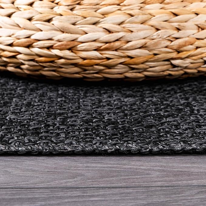 Easy Jute Door Mat 2x3 Indoor Outdoor Natural Rugs Solid Fiber Rug Woven Area Rug Boho Easy Clean Inside Carpet for Living Room Bedroom Dining Room Hallway or Outdoor Patio Porch (2 X 3 Dark Grey)