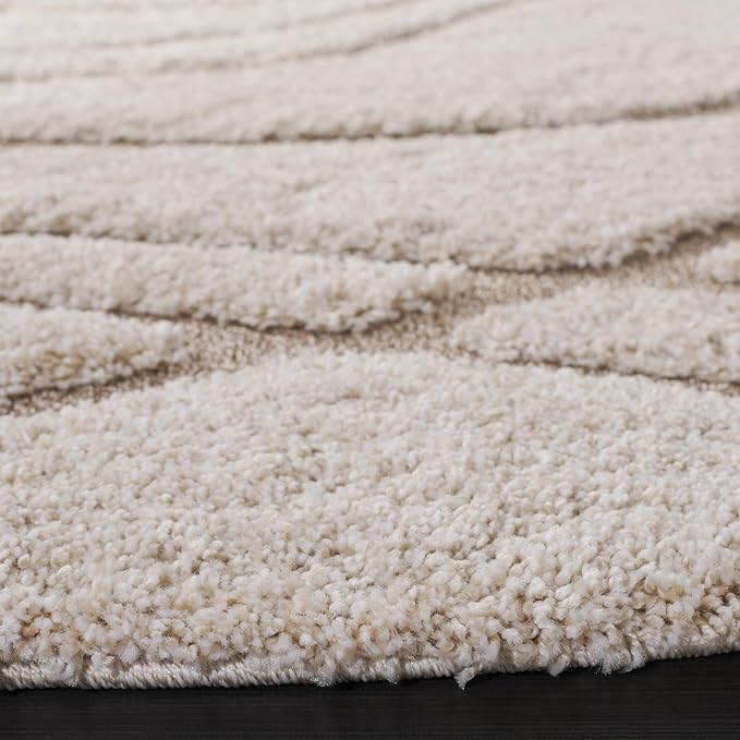 SAFAVIEH Florida Shag Collection Area Rug - 6' x 8' Oval, Cream & Beige, Non-Shedding & Easy Cleaning, Plush Thick Pile, Ideal for Living Room, Bedroom, Dining Space (SG471-1113)