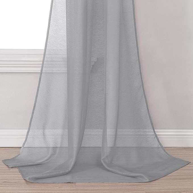 DONREN Grey Window Scarf for Background - Luxury Soft Sheer Scarf Add to Window Curtains for Enhanced Effect (52 by 216 Inch,1 Pack)