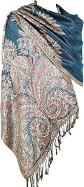 Achillea Big Paisley Pashmina Shawl Wrap for Women – Elegant Scarf for Weddings, Evening Dresses, Festivals & Daily Wear