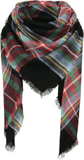 American Trends Women's Cozy Warm Winter Fall Blanket Scarf Stylish Soft Chunky Checked Giant Scarves Shawls