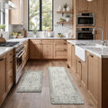 GENIMO Kitchen Mats for Floor 2PCs, Washable Anti Fatigue Mat for Cushioned, 17.3"x59"+17.3"x30", Waterproof Kitchen Rugs, Non Slip Comfort Standing Mat Rug for Home, Sink, Laundry, Stone Gray