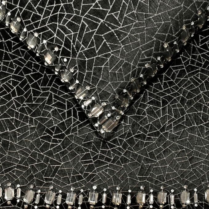 The HomeCentric King/Queen/Twin Black Decorative Queen 74"x18" Bed Runner Without Pillow Cover, Mosaic & Crystal Bed Scarf on Velvet Fabric - Mosaic Noir