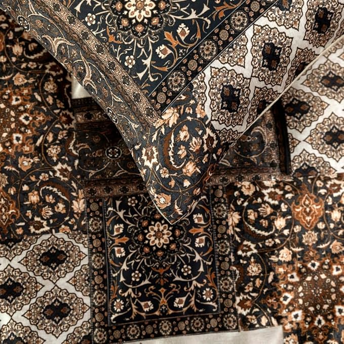 The HomeCentric King/Queen/Twin Brown Decorative CA King 86"x18" Bed Runner Without Pillow Cover Quilted Bed Scarf on Satin Fabric - Parisa