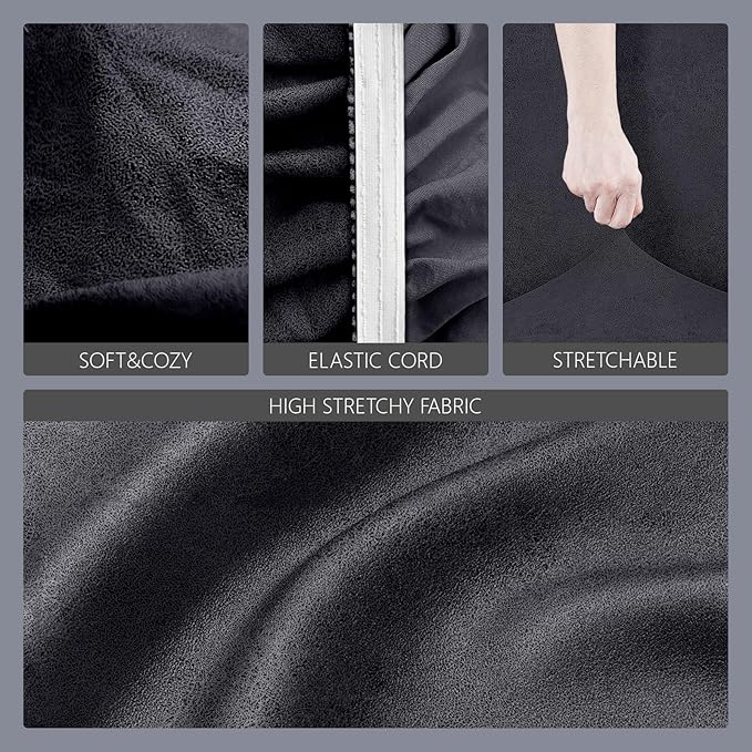 molasofa Leather Like Stretch Futon Slipcover Armless Futon Bed Sofa Cover Furniture Protector with Elastic Bottom, Soft and Washable Futon Cover for Sofa Bed Stay in Place（Medium，Dark Grey）