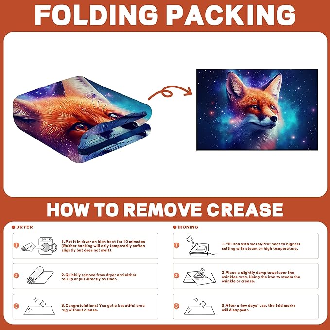 Galaxy Fox Rug Large 3D Cute Foxes Area Rugs for Bedroom Living Room Playroom Boys Kids Cartoon Colorful Carpet Glitter Stars Throw Rugs Floor Mat 71 in x 47 in