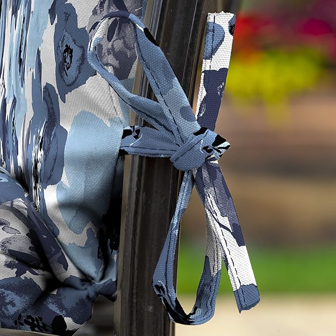 ARDEN Outdoor Dining Chair Cushion, 20 x 20, Rain-Proof, Fade Resistant, Blue Garden Floral