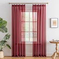 MAIHER Burgundy Red Pinch Pleated Sheer Curtains 80 Inch Length Lightweight Light Filtering Pleated Drapes with Adjustable Hooks for Dining Room Patio Door, Burgundy, 42" W x 80" L, 2 Panels