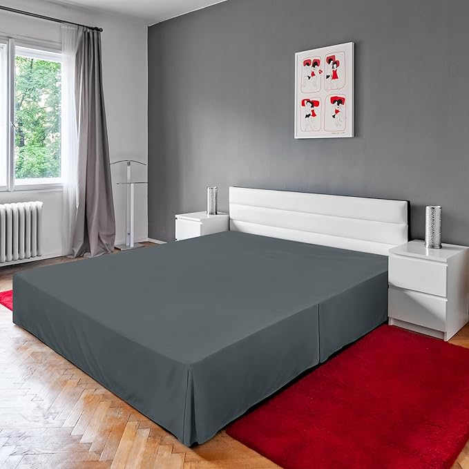 Utopia Bedding Queen Bed Skirt - Soft Quadruple Pleated Ruffle - Easy Fit with 16 Inch Tailored Drop - Hotel Quality, Shrinkage and Fade Resistant (Queen, Grey)