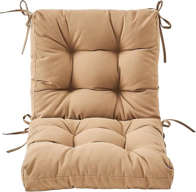 ARTPLAN Seat/Back Outdoor Chair Cushion,Set of 4 Patio Chair Cushion with Tie,Tufted Replacement for Patio Furniture,20x20x4 Inches,4 Count