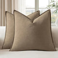 EMEMA Decorative Linen Throw Pillow Covers 18x18 Inch Curry Boho Farmhouse Neutral Couch Throw Pillows for Bed Pack of 2 Accent Pillowcase Modern Sofa Cushion Livingroom Home