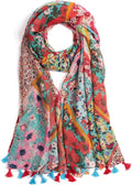 Scarf for Women Lightweight Soft Floral Leopard Printed Scarves Fall Winter Fashion Shawl Wrap with Fringe