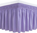 Biscaynebay Wrap Around Bed Skirts for King & Cal King Beds Short Drop of 12", Lavender Adjustable Elastic Dust Ruffles Easy Fit Wrinkle Resistant Silky Luxurious Fabric Machine Washable