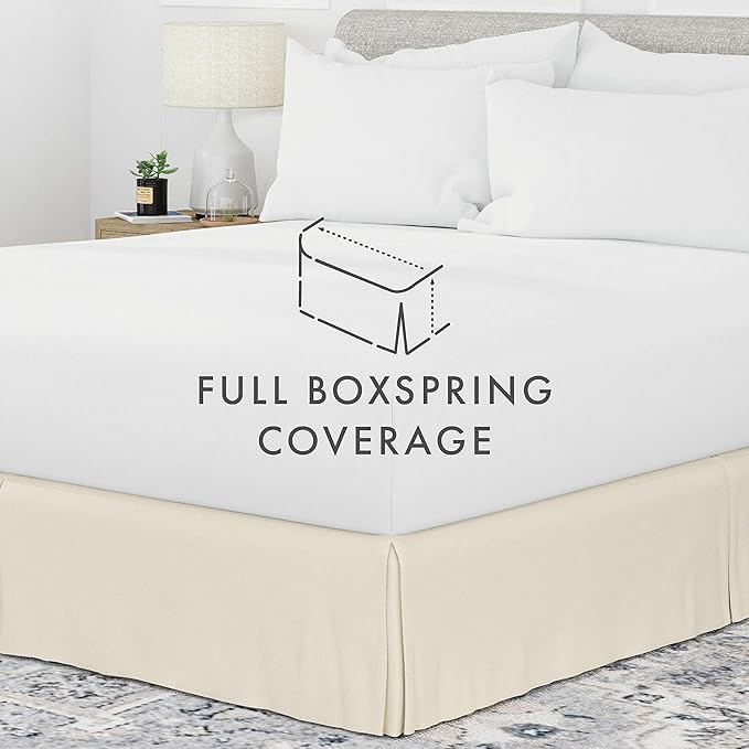 Linen Market Bed Skirt - Ultra Soft Microfiber - Easy Fit with 14 Inch Tailored Drop - Hotel Quality, Shrinkage & Fade Resistant - Bed Cover - Twin Bed Skirts - Bedroom Décor - (Twin, Ivory)