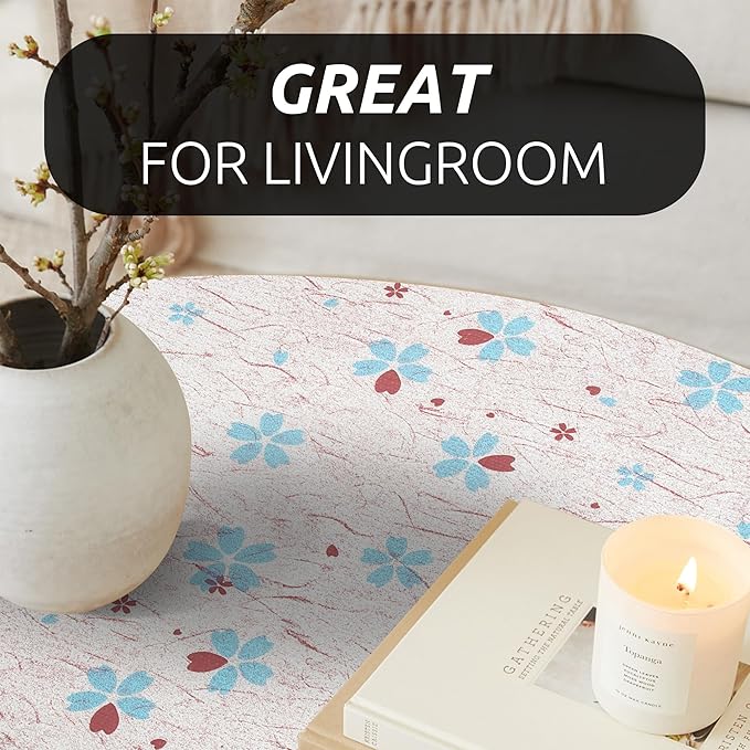 RAY STAR 12X120 Inch Shelf Liner for Kitchen Cabinets, Non-Adhesive Cabinet Liner Washable, PVC Drawer Liner for Dresser Non-Slip Bathroom (Blue-Floral)(3 Roll)