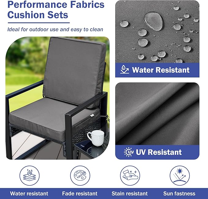 Outdoor Chair Cushions, Waterproof Patio Chair Cushions 24x24x4 Inch, Outdoor Cushions with Removable Cover for Sofa, Fade Resistant Patio Cushions for Outdoor Furniture, Dark Grey