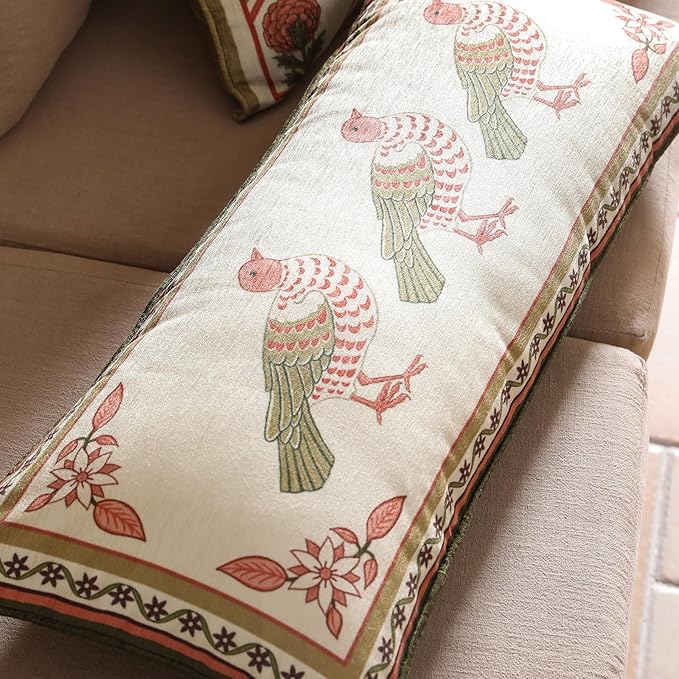 Rectangle Throw Pillow Covers Pack of 2,Velvet Farmhouse with Birds Pattern Pillowcases,Decor Long Lumbar Pillows Cushion Covers for Couch Sofa Bed Car Chair,12"x28"
