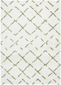 SAFAVIEH Area Rug 4x6 - Arizona Shag Collection - Ivory & Green, Moroccan Boho Design, Non-Shedding & Easy to Clean, Ideal for Living Room, Bedroom, Dining Space (ASG743Y)
