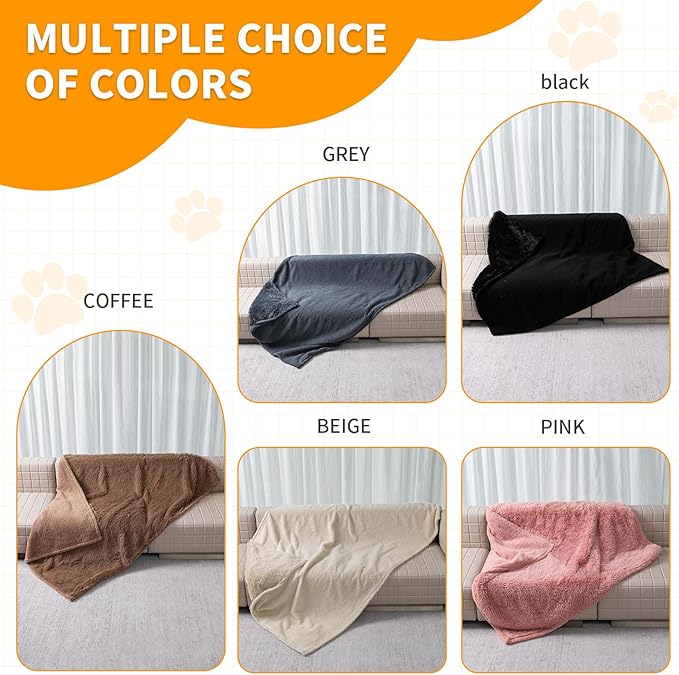 Waterproof Dog Couch Throw Blanket Brown Long Faux Fur Pet Blankets for Small Dogs Cats Fluffy Puppy Sofa Cover Love Bed Doggie Cover Washable Mat(Brown,XS-28x20in)