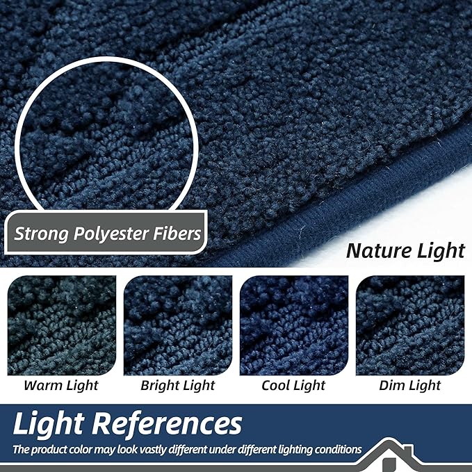 BEQHAUSE Dirt Trapper Door Mat 24" x 60", Doormat Non-Slip Entryway Rugs Washable, Dog Door Mat Stain Resistant and Absorbent Welcome Floor Mat for Front Back Door, Muddy Wet Shoes & Paws, Navy Blue