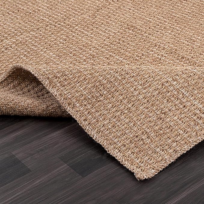 Easy Jute Rug 8x10 Indoor Outdoor Natural Rugs Solid Fiber Rug Woven Area Rug Boho Easy Clean Inside Carpet for Living Room Bedroom Dining Room Hallway or Outdoor Patio Porch (8 X 10 Natural)