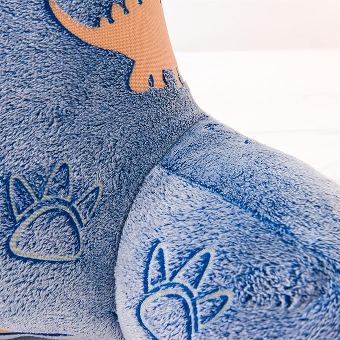 Meeting Story Dinosaurs Reading Pillows Rabbit Faux Fur Shaggy with Arms Bed Rest Pillows Back Pillow for Bed, Bed Chair Arm Pillow Bed Rest Pillow for Adults, Teens, Kids (Orange-Blue)