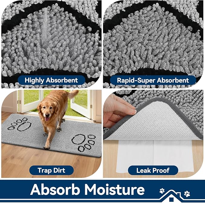 Bcoimo Super Absorbent Dog Door Mat, 60"*24" Anti Slip Mat for Muddy Paws, Pet Rugs for Dirty Paws Washable That Absorbs Moisture and Dirt, for Dog Cage and Pet Resting Carpet
