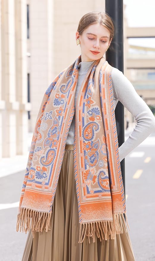 Wander Agio Warm Fashion Scarf Long Shawl Large Blanket Winter Wraps Scarves for Women Cashmere Jacquard Vintage Paisley