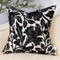 Yangest Chenille Floral Pillow Cover 20 x 20 Inches, Neutral Jacquard Square Throw Pillow Cover Soft Decorative Nature Accent Couch Pillow Cover for Living Room Bedroom, Black