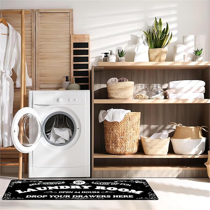 Zoke Laundry Room Rug Runner Stylish Non-Slip Laundry Room Mat 20"x59", Versatile, Waterproof Runner for Laundry, Kitchen, and Bathroom, Mudroom Decor and Farmhouse Charm