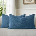 a moment Ocean Blue Chenille Throw Pillow Covers 12x20 Inch Pack of 2 Modern Decorative Throw Pillow Covers Farmhouse Cross Covers Home Decor for Sofa Bedroom Living Room