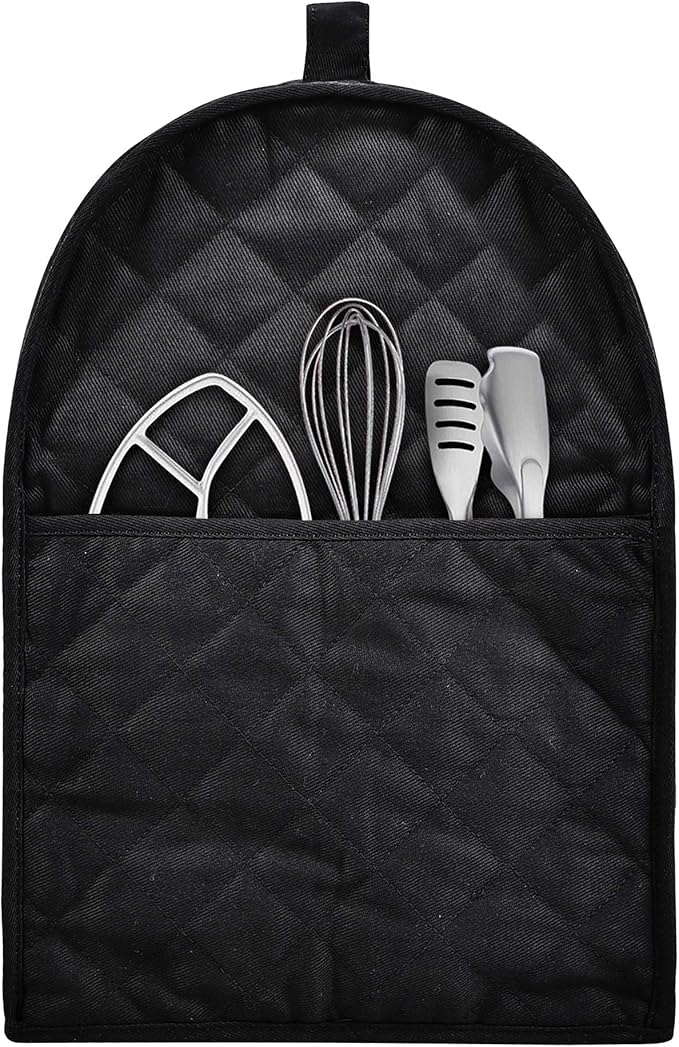 Stand Mixer Cover compatible with Kitchenaid Mixer, Fits All Tilt Head & Bowl Lift Models,The Fabric Is Pure Cottot,Soft, Not Easy to Fade, Not Easy To Pilling. (Fits for 6-8 Quart, Black)