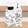 Solino Home 100% Pure Linen Christmas Table Runner 108 Inch Long - Black/White Table Runner 14 x 108 Inch - Handcrafted and Machine Washable - Winter Forest Print