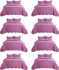 IR Imperial Rooms 8 Pack Quilt King Size Bedding (106" x 96") - Bulk Wholesale for Hotels, Guest Bedroom & Airbnbs - Lightweight Microfiber Reversible Embossed Quilts Bedspread (Purple)