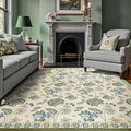 jinchan Elora 8x10 Floral Rug for Living Room Washable Bedroom Rug Vintage Romance Christmas Design Non Slip Thin Indoor Floor Cover Large Low-Profile Throw Carpet for Dining Room Office, Green/Beige