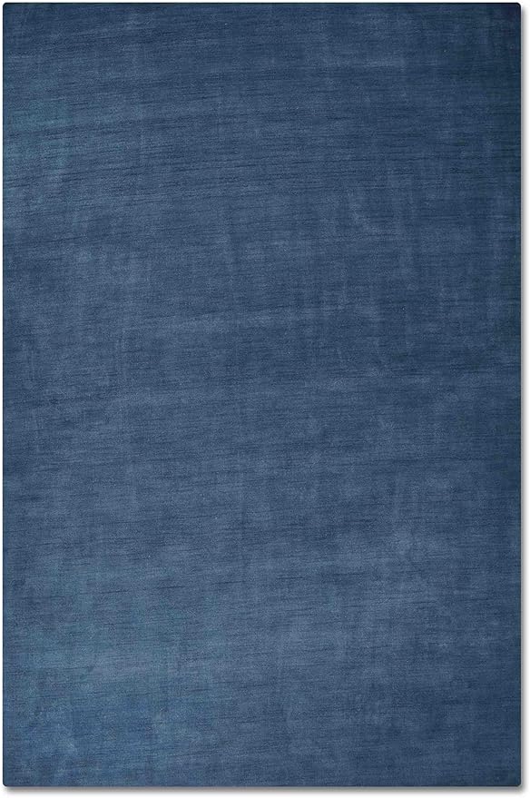 Rugsotic Carpets Hand Knotted Gabbeh Wool 5'x8' Area Rug Solid Blue L00111