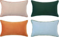 MONDAY MOOSE Decorative Throw Pillow Covers Cushion Cases, Set of 4 Soft Velvet Modern Double-Sided Designs, Mix and Match for Home Decor, Pillow Inserts Not Included (12x20 inch, Orange/Green)
