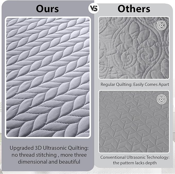 IR Imperial Rooms 8 Pack California King Quilt Bedding Set (118"x106") - Bulk Wholesale for Hotels, Guest Bedroom & Airbnbs - Lightweight Microfiber Reversible Embossed Quilts Bedspread (Silver)