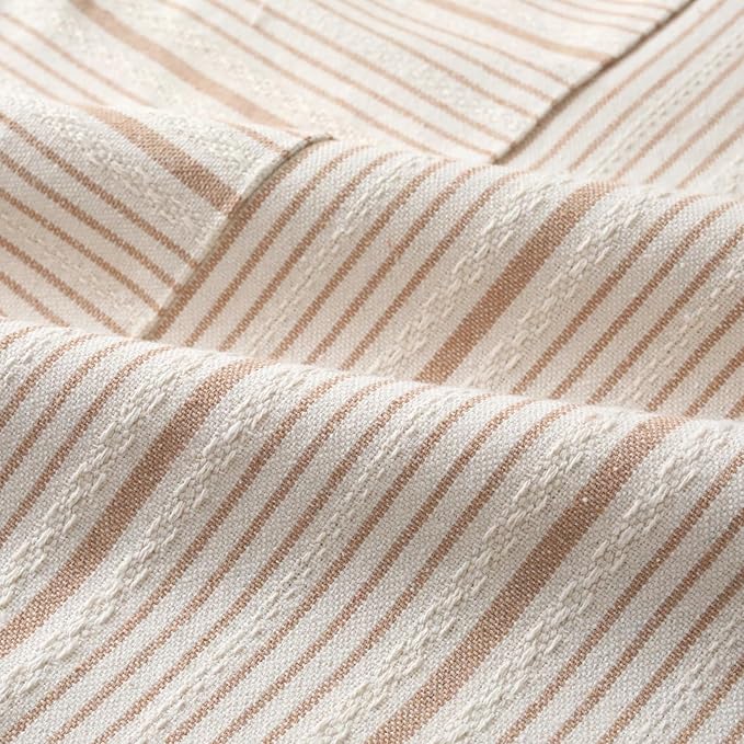 DWR Striped 3D Textured Weave Throw Pillow Covers 18x18 Set of 2, Polyester Cotton Blend in Khaki, Modern Farmhouse Decorative Pillow Cases for Couch Sofa Bed Living Room