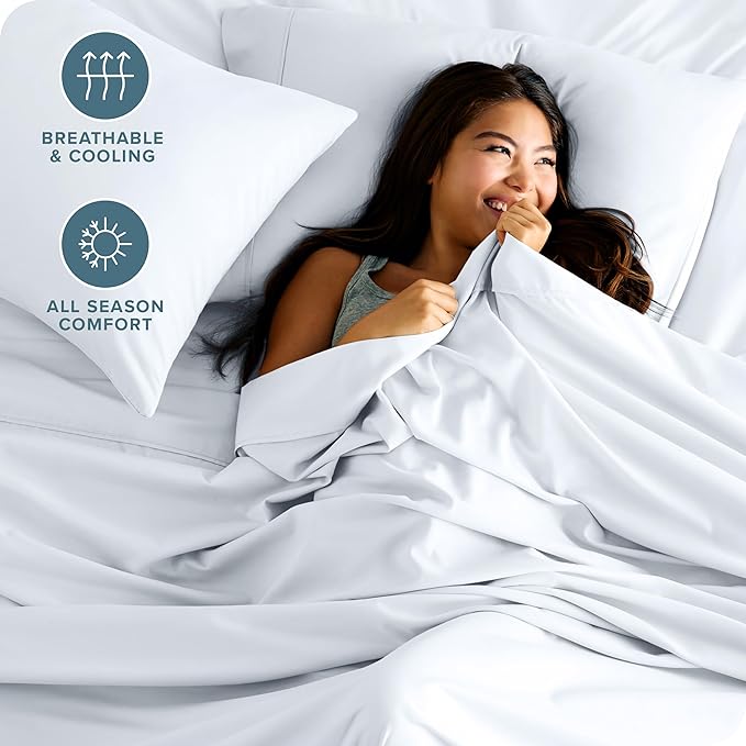 Bare Home King Sheet Set - Luxury 1800 Ultra-Soft Microfiber King Bed Sheets - Double Brushed - Deep Pockets - Easy Fit - 4 Piece Set - Bedding Sheets & Pillowcases (King, White)