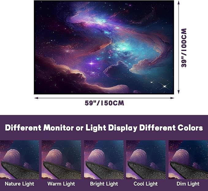 Galaxy Area Rug Bedroom Living Room for Girls Kids Boys Carpet Nebula Vortex Throw Rugs Purple Blue Cloud Floor Mat 59 in x 39 in