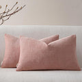 a moment Pack of 2 Decorative Chenille Throw Pillow Covers with Twill Cushion Covers for Sofa Living Room Couch Bed 12x20 Inch Blush Pink