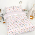 Twin Size Toddler Bedding Set for Girls 5 Piece Toddler Girl Bedding, Super Soft Toddler Comforter Set Includes Comforter, Flat Sheet, Fitted Sheet, Pillowcase (Pink Cute Rainbow)