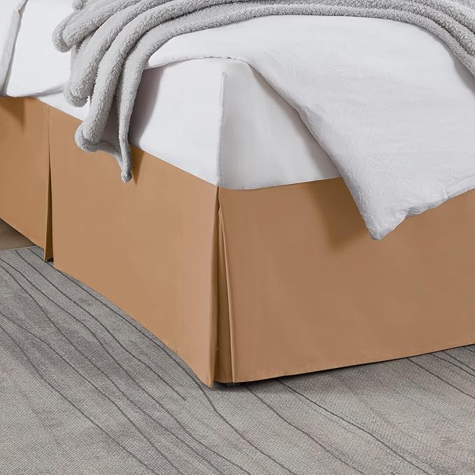 Nestl Light Brown Full XL Bed Skirt - Full XL Size Bed Skirt 14 Inch Drop - Brushed Microfiber Bed Skirts - Hotel Quality Pleated Bed Skirt - Shrinkage & Fade Resistant