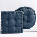 Meditation Floor Pillow 2 Pack Large Square and Round Floor Cushions for Adults Blue Corduroy Floor Seat Pillows Cushion for Living Room Balcony Tatami Yoga,18x18 Inch